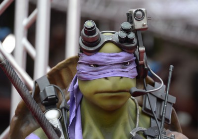 A statute of Donatello is seen at the premiere of "Teenage Mutant Ninja Turtles" on August 3, 2014 at the Regency Village Theater in Los Angeles.   AFP PHOTO / Robyn Beck        (Photo credit should read ROBYN BECK/AFP/Getty Images)